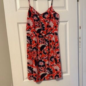 J. Crew Vibrant Red and Black Floral Mini Dress